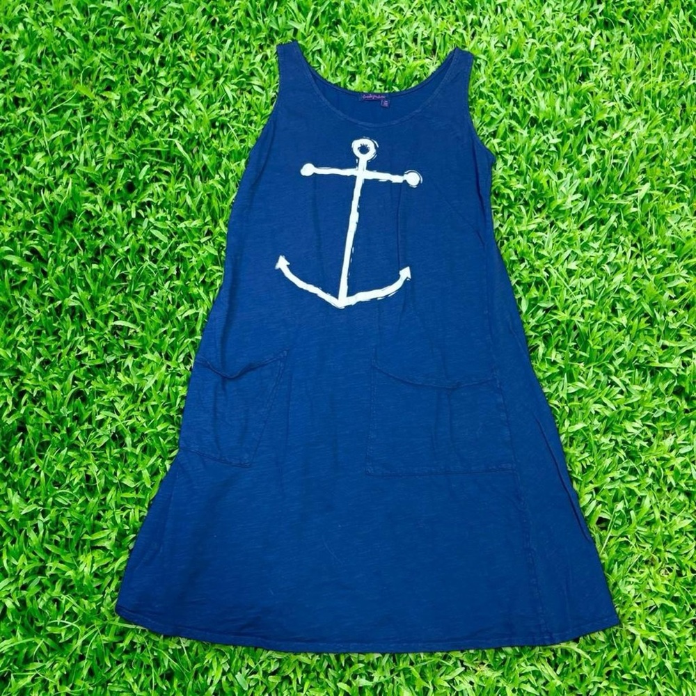 Blue fresh produce anchor dress small